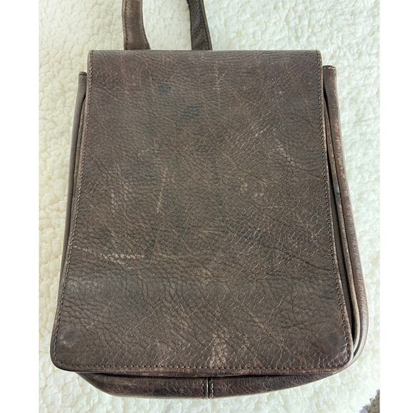 Vintage Eddie Bauer Brown Pebbled Leather Crossbody Purse - Picture 4 of 8